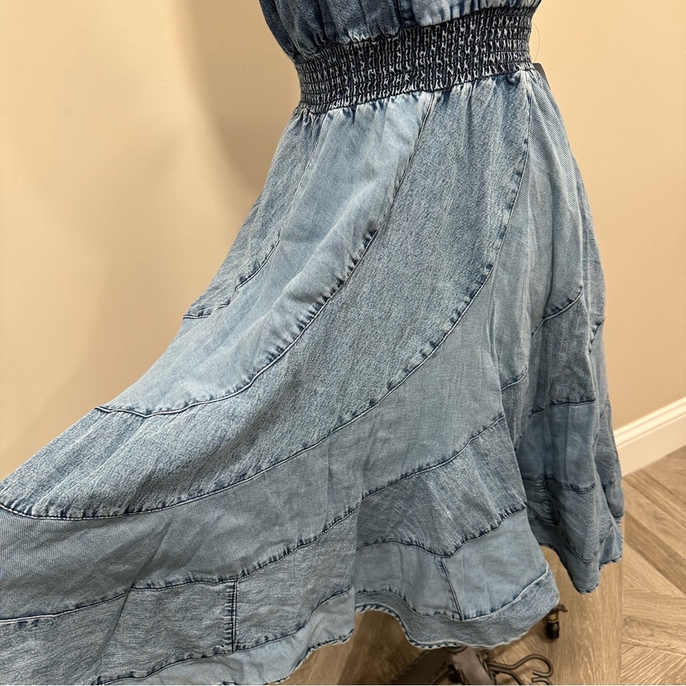 YOUNG THREADS Noelle Tiered Denim Patchwork Halte… - image 5